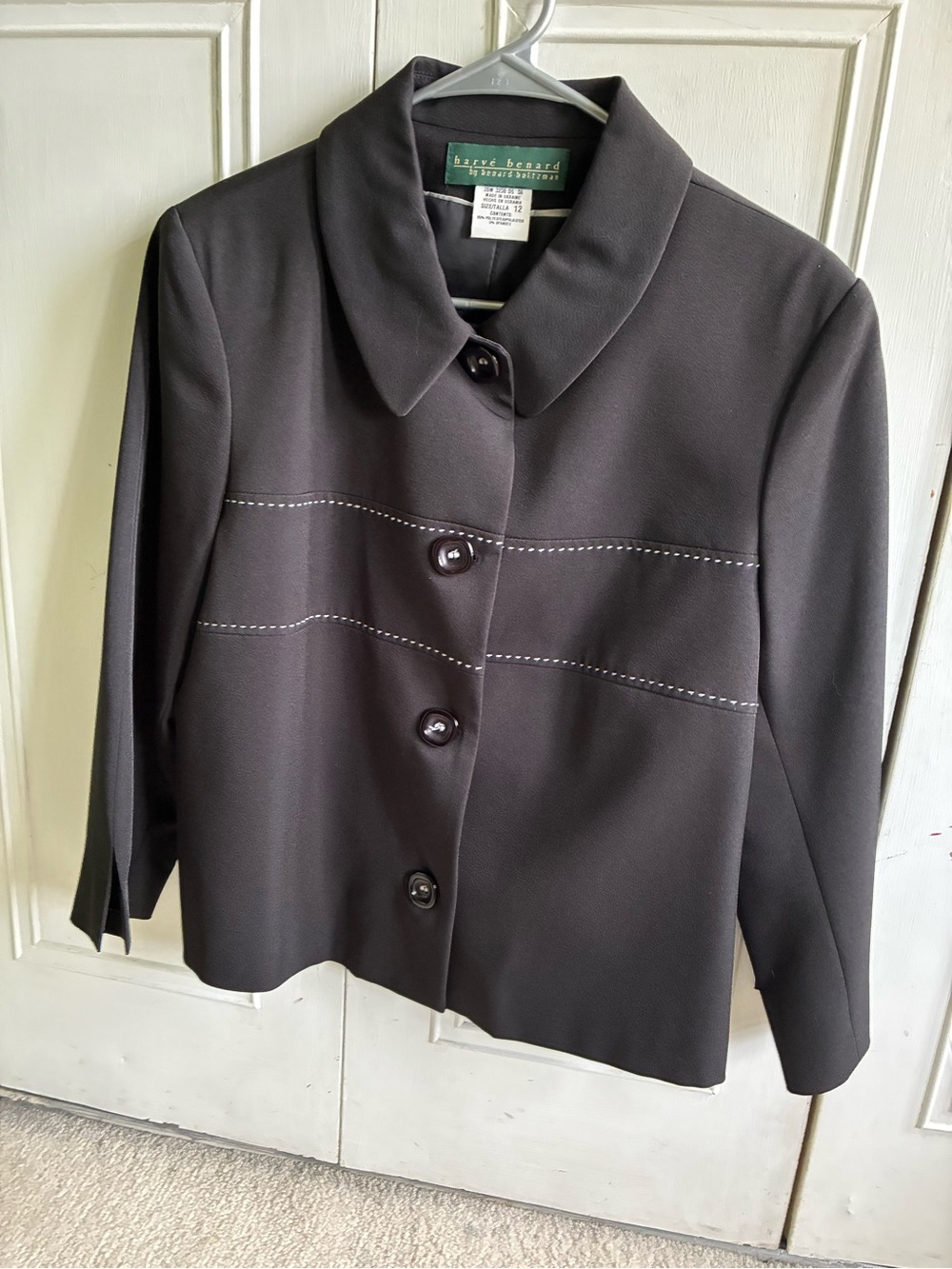 Harve Benard black Button-Front Blazer with Stitch Detail